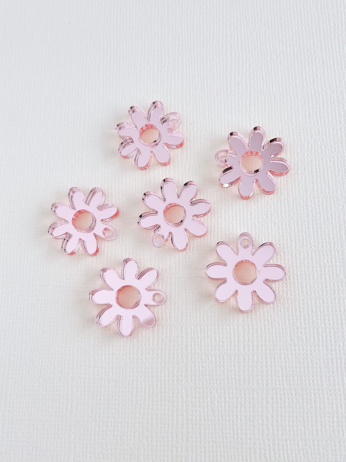 Baby Pink Mirror Acrylic Flower Earring Blanks