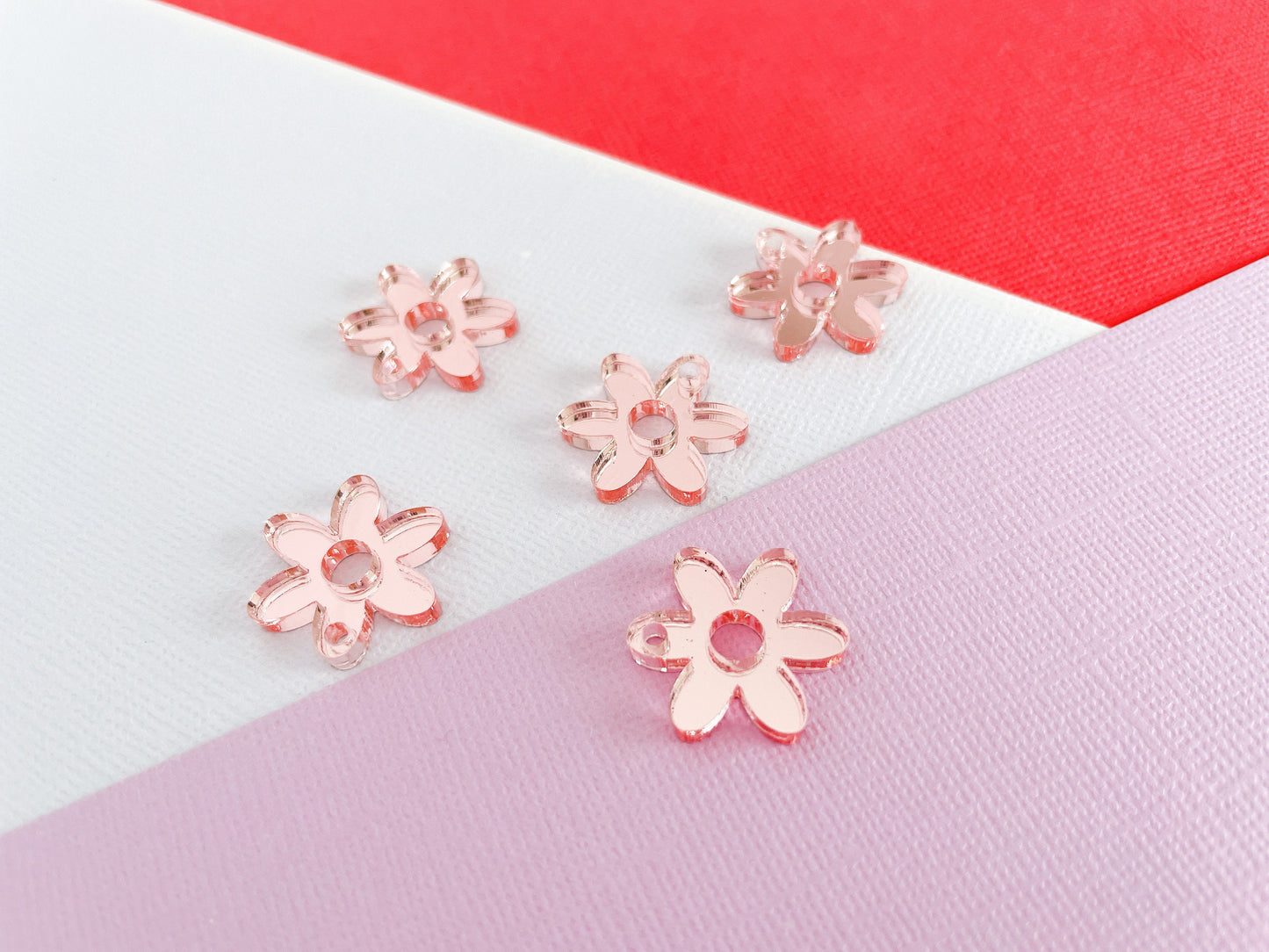 Pink Mirror Acrylic Daisy Earring Blanks