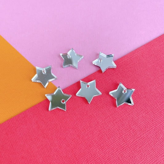 Mirror Silver Acrylic Star Earring Blanks