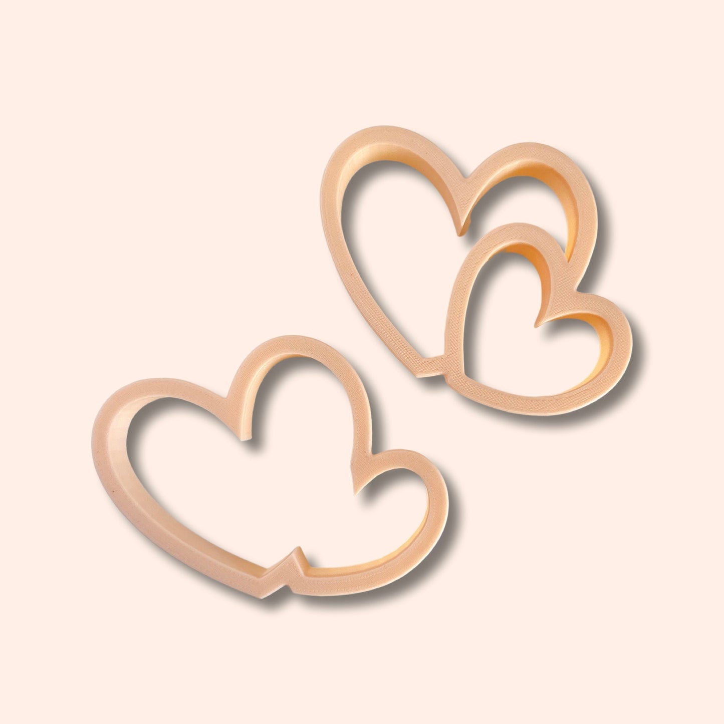 Set of 2 Valentines Double Hearts Cookie Cutter and Debosser