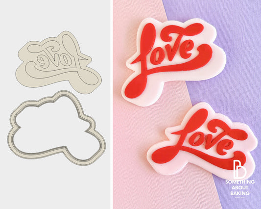 Valentines Retro Love Cookie Cutter and Debosser