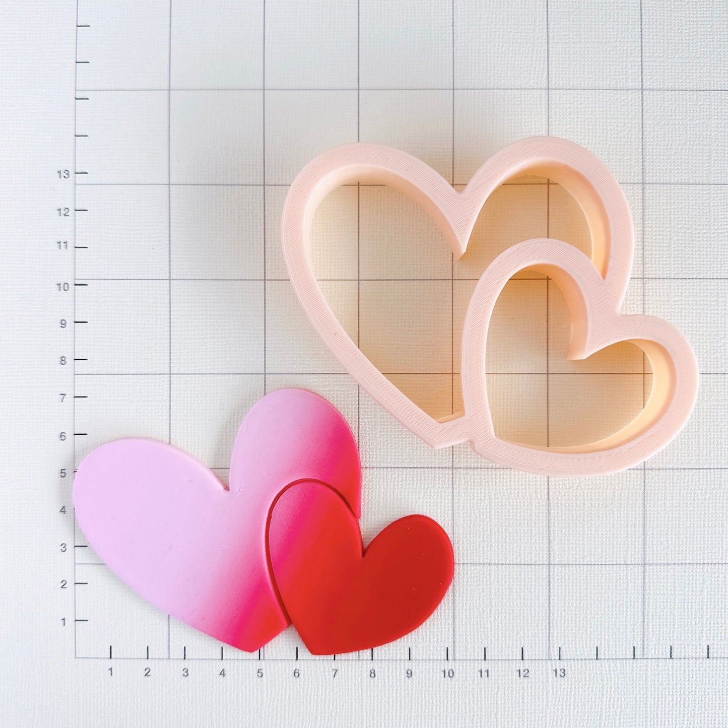 Set of 2 Valentines Double Hearts Cookie Cutter and Debosser