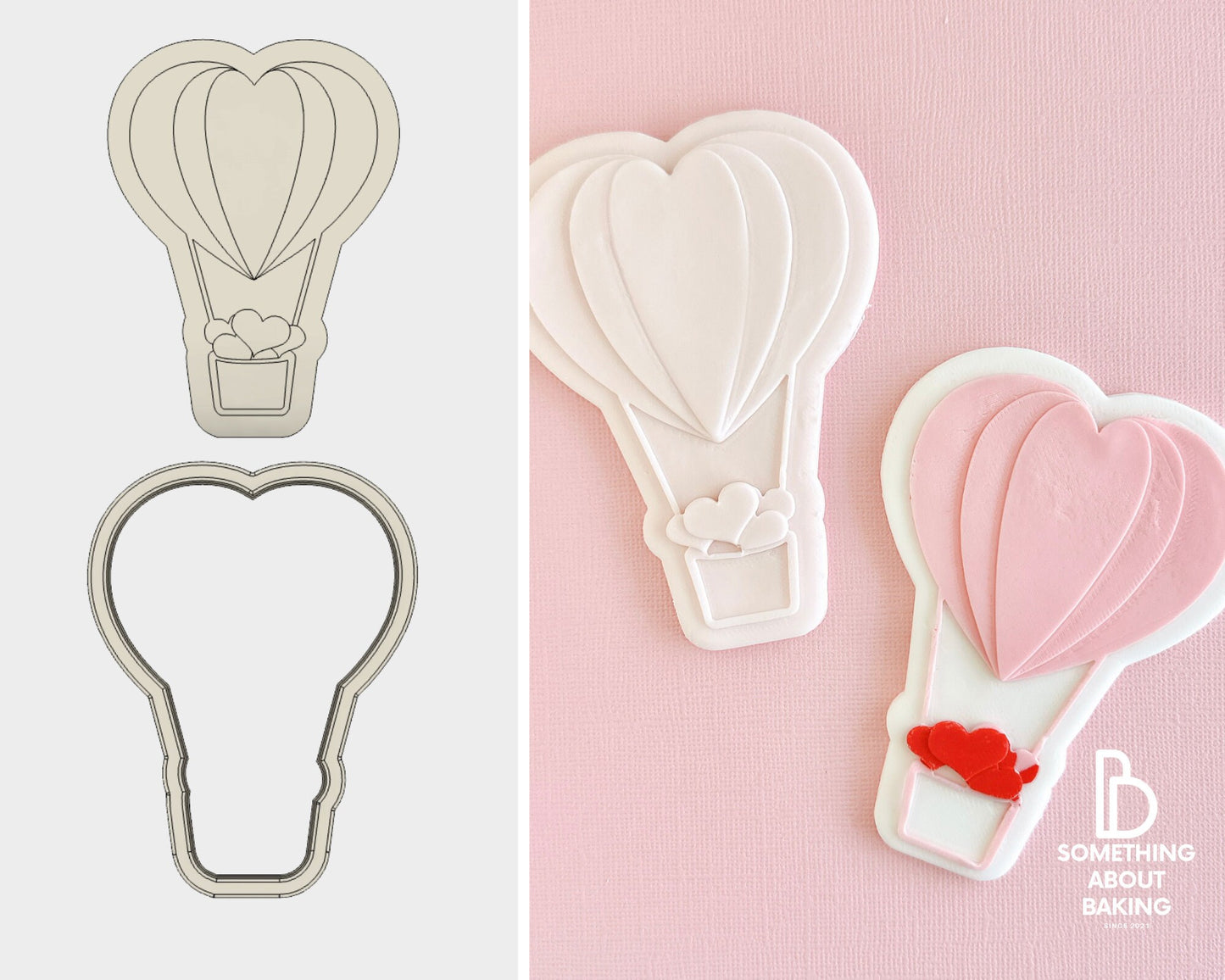 Valentines Hot Air Balloon Cookie Cutter and Debosser