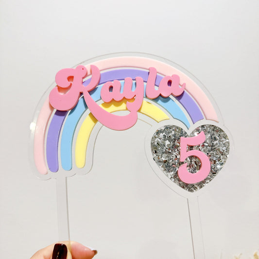 Double Layer Rainbow Acrylic Cake Topper